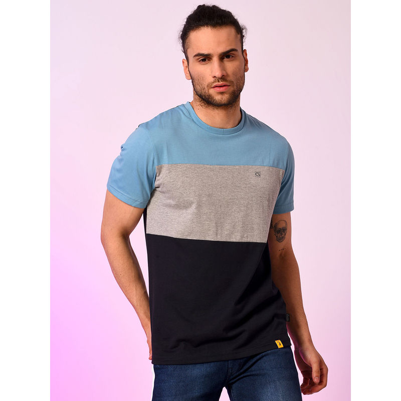 Campus Sutra Men Colorblock Round Neck Stylish Casual T-Shirts (S)