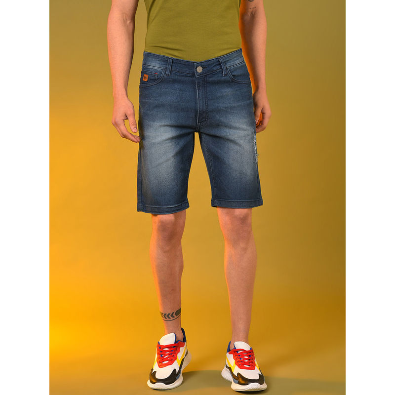 Campus Sutra Men Front Patch Stylish Casual Denim Shorts (28)