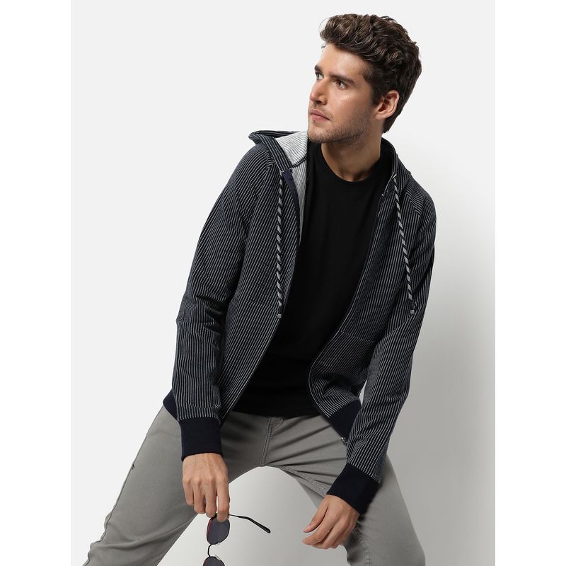 Campus Sutra Striped Full Sleeve Stylish Hooded Sweatshirt (XL)