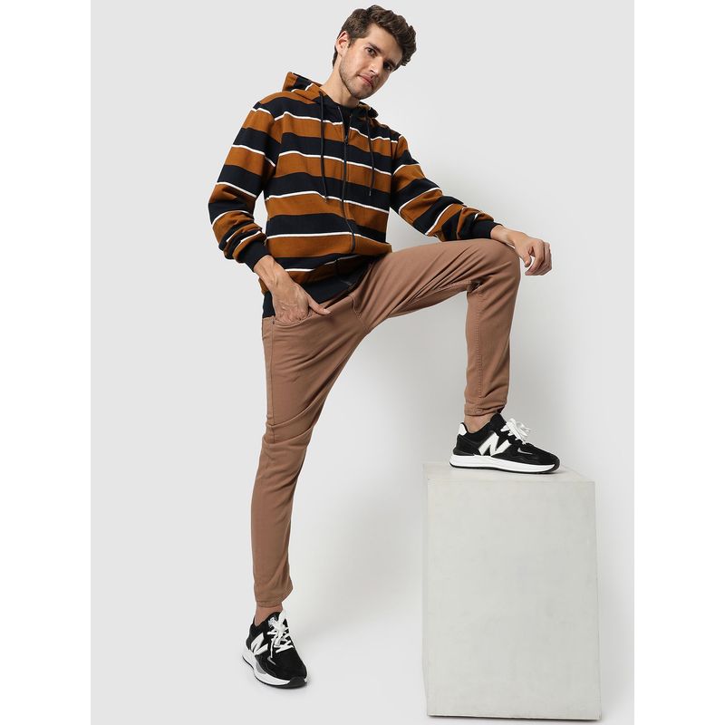 Campus Sutra Striped Full Sleeve Stylish Hooded Sweatshirt (S)