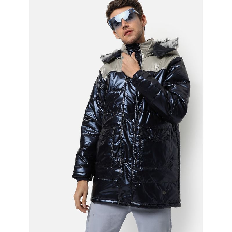 Campus Sutra Colorblock Winter Long Heavy Jacket (S)