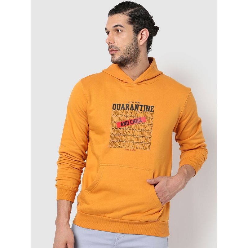 Campus Sutra Men Printed Hooded Sweatshirt (S)