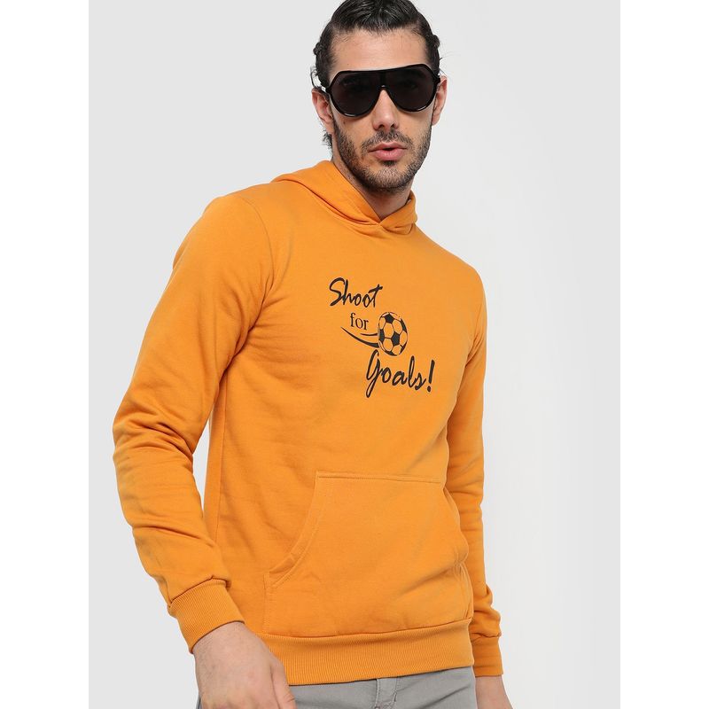 Campus Sutra Men Printed Hooded Sweatshirt (S)