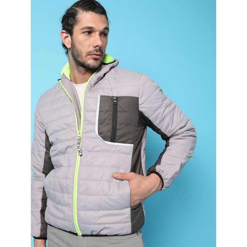 Campus Sutra Men G&G Hooded Bomber Winter Jacket (XL)