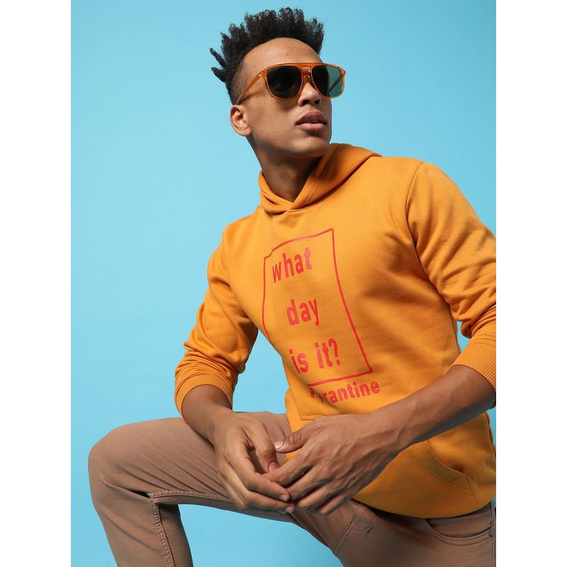 Campus Sutra Typography Print Hoodie Kangaroo Pocket (S)