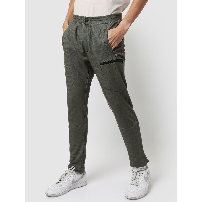 Campus Sutra Men Olive Green Solid Regular Fit Trackpant for Casual Wear (XL)