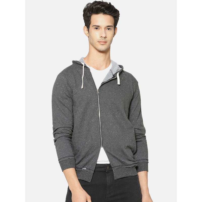 Campus Sutra Grey Textured Jacket (XL)