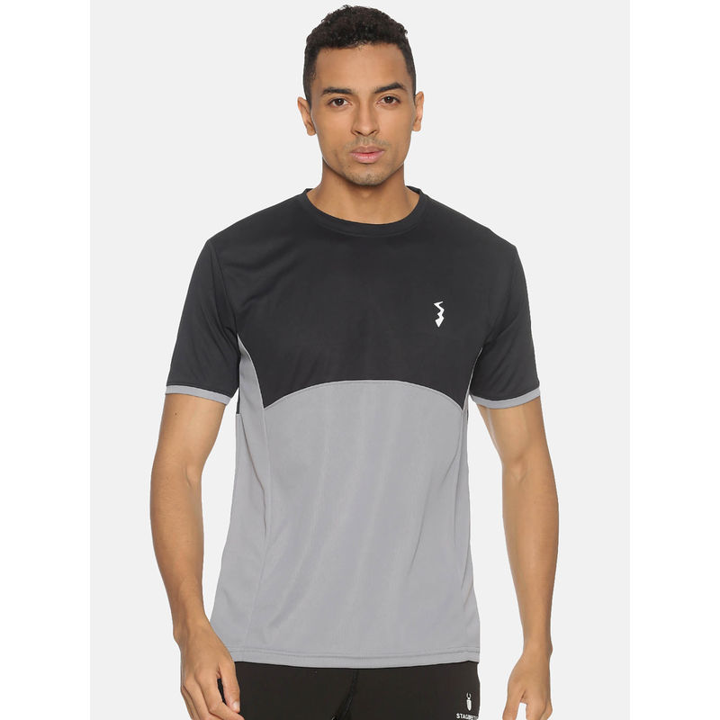 Campus Sutra Men Solid Round Neck Black T-Shirt (S)