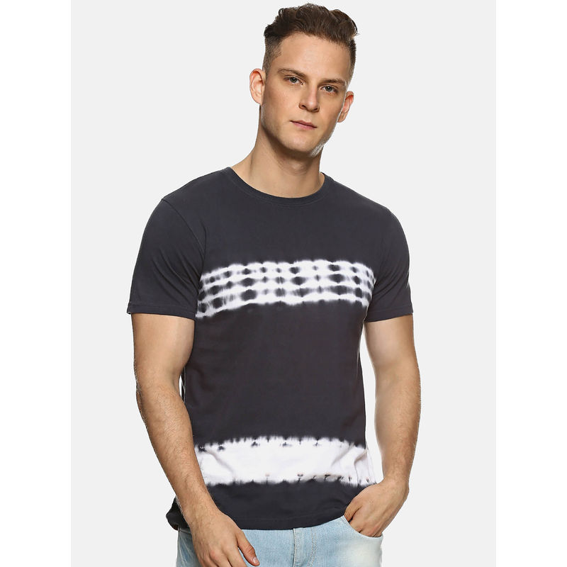 Campus Sutra Men Polka Print Round Neck Blue T-Shirt (S)