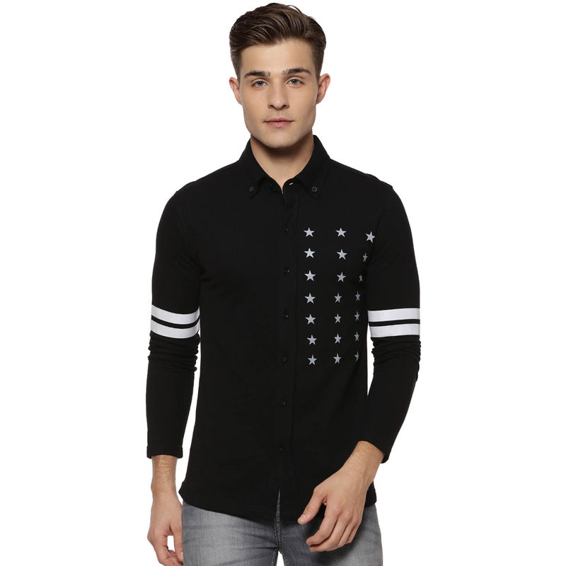 Campus Sutra Men Printed Casual Black Shirt (M)
