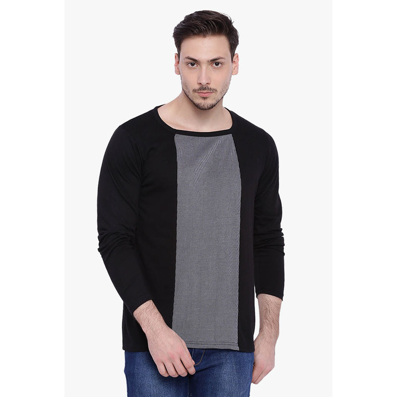 Campus Sutra Men Solid Round Neck Grey T-Shirt (S)