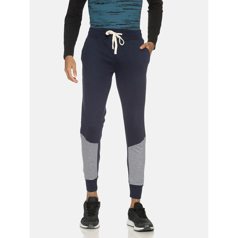 Campus Sutra Men Solid Blue Track Pants (M)