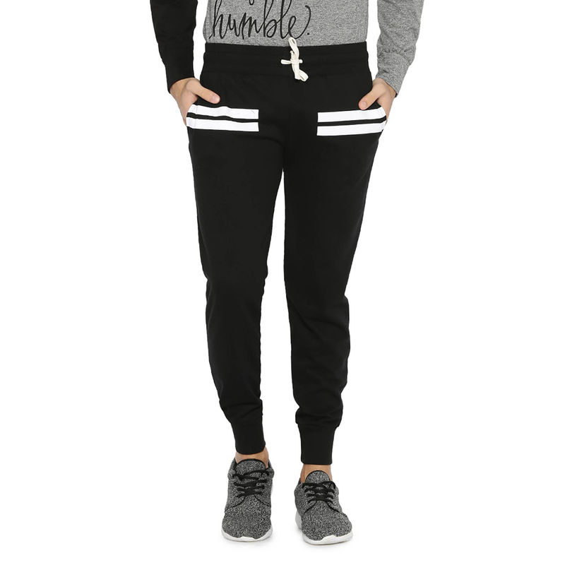 Campus Sutra Men Printed Black Track Pants (L)