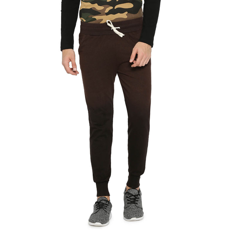 Campus Sutra Men Solid Brown Track Pants (M)