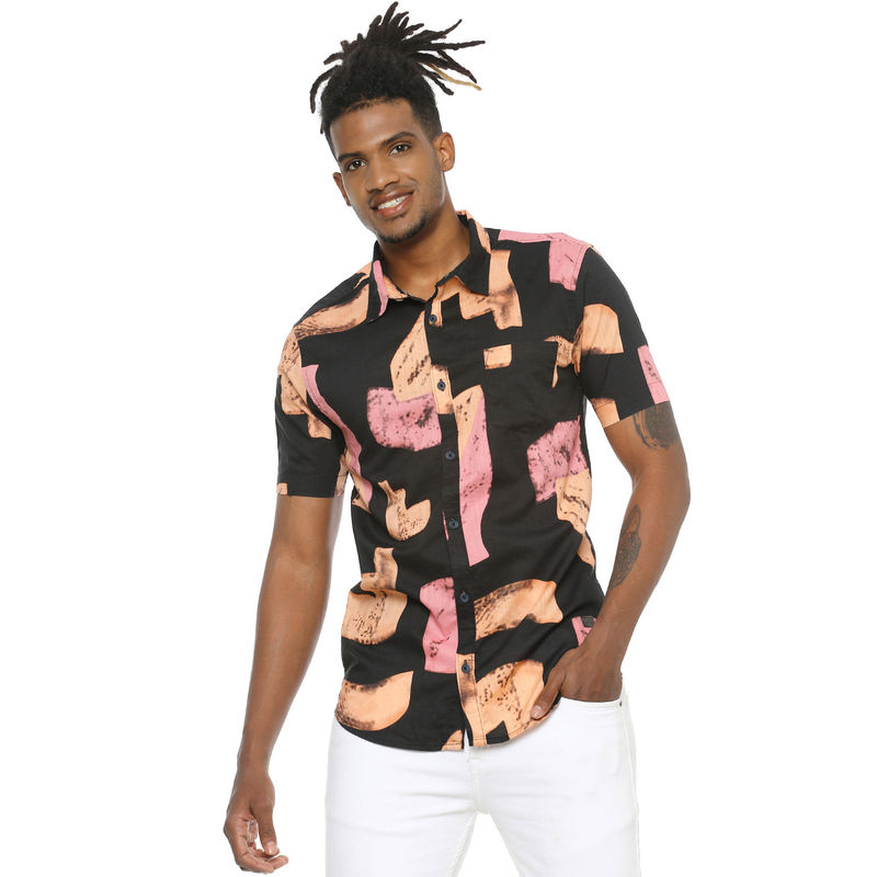 Campus Sutra Men Black Printed Casual Shirt (S) (S)