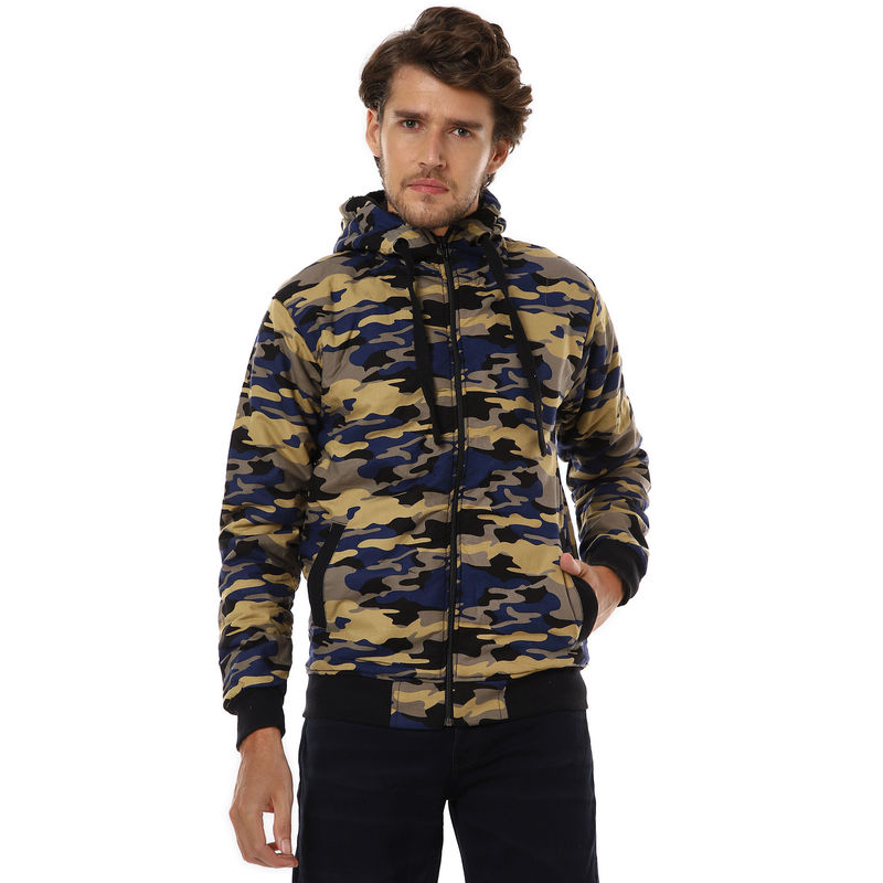 Campus Sutra Men Camouflage Full Sleeve Stylish Windcheater Jacket (S)