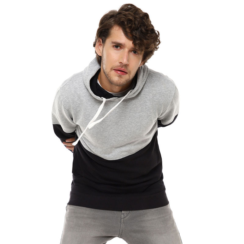 Campus Sutra Men Colorblocked Full Sleeve Stylish Casual Hooded Sweatshirts (S)