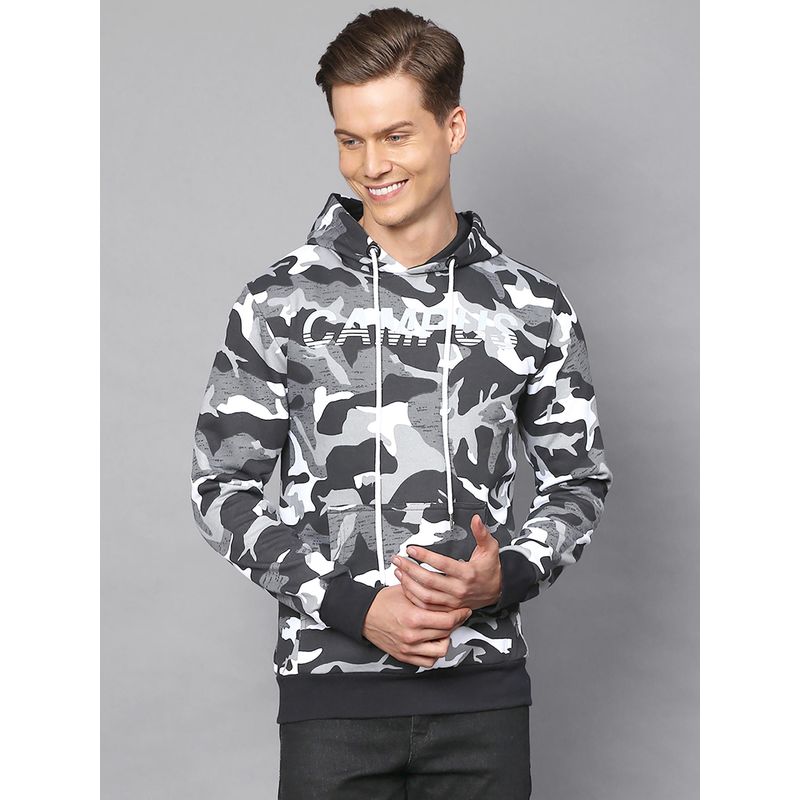Campus Sutra Men Camouflage Full Sleeve Stylish Casual Hooded Sweatshirt (XL)