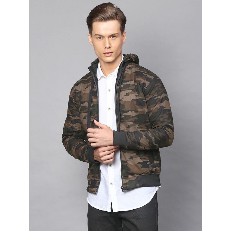Campus Sutra Men Camouflage Full Sleeve Stylish Windcheater Jacket (S)