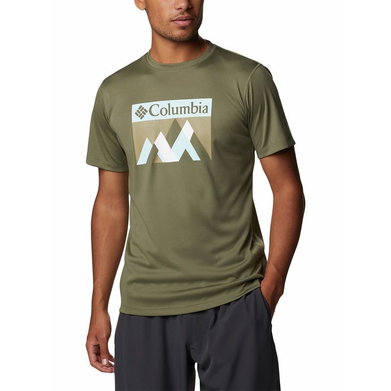 Columbia Mens Green Omni-Freeze Zero Rules Short Sleeve Graphic Tshirt (M)
