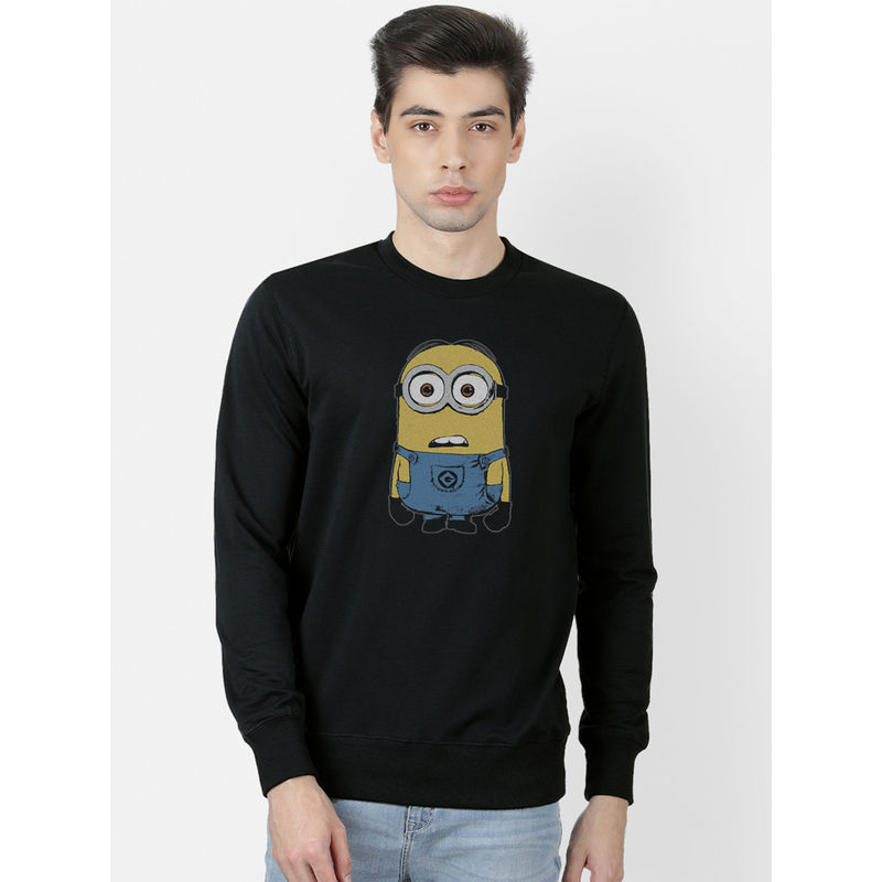 Free Authority Black Minions Printed Sweatshirt (L) (L)