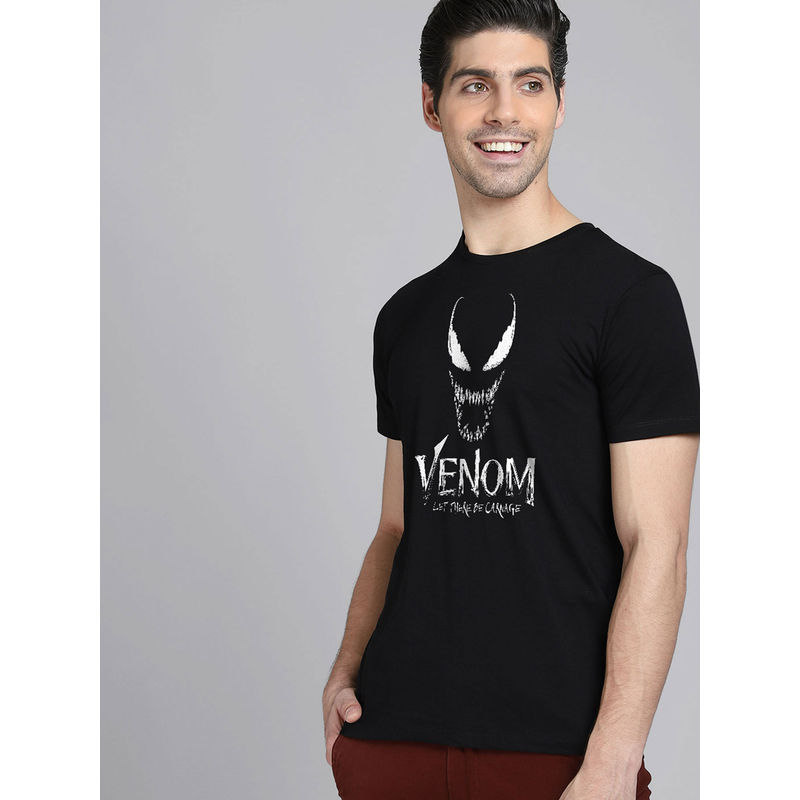 Free Authority Venom Printed Black T-Shirt for Men (S)