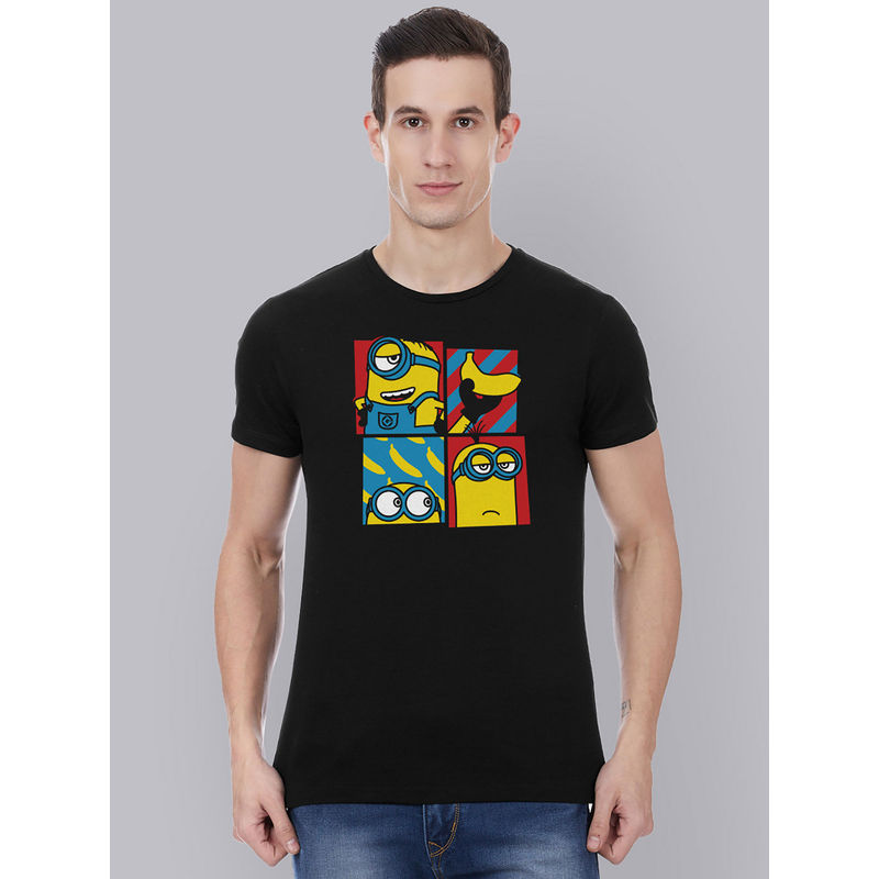 Free Authority Minions Printed Black Tshirt for Men (S)