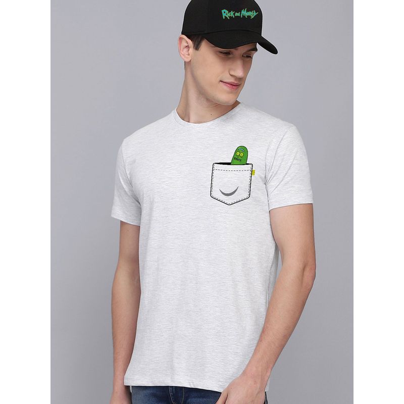 Free Authority Rick & Morty Slim Fit Round Neck Lt Grey Melange T-Shirt Men (L)
