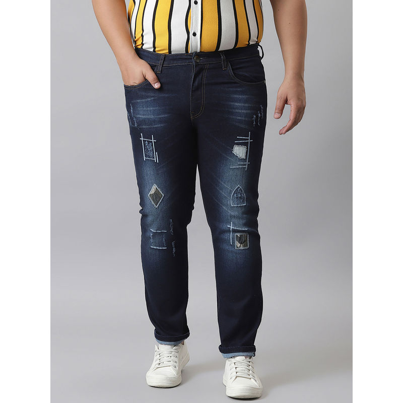 Instafab Plus Men Self Design Stylish Casual Denim Jeans (38)