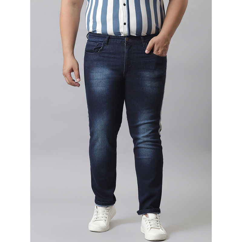 Instafab Plus Men Striped Stylish Casual Denim Jeans (38)