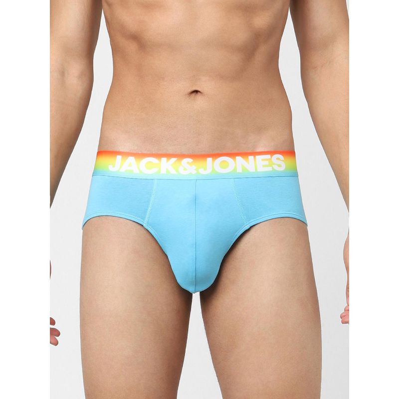 Jack & Jones Yellow &amp; Blue Solid Briefs - Pack of 2 (L)