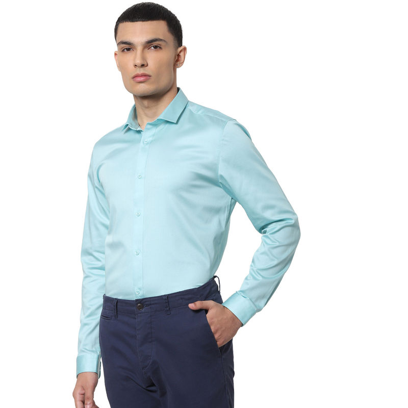 Jack & Jones Green Solid Shirts (2XL)