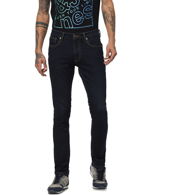 Jack & Jones Navy Blue Solid Jeans (28-30)