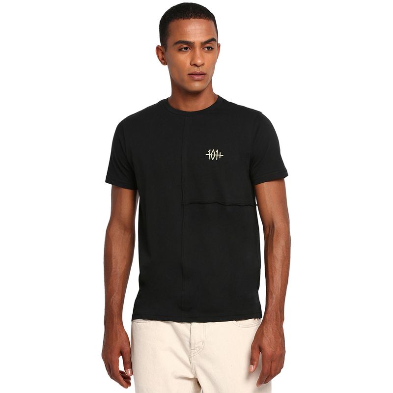 Lee Men Black Graphic Print Slim fit T-Shirt (L) (L)