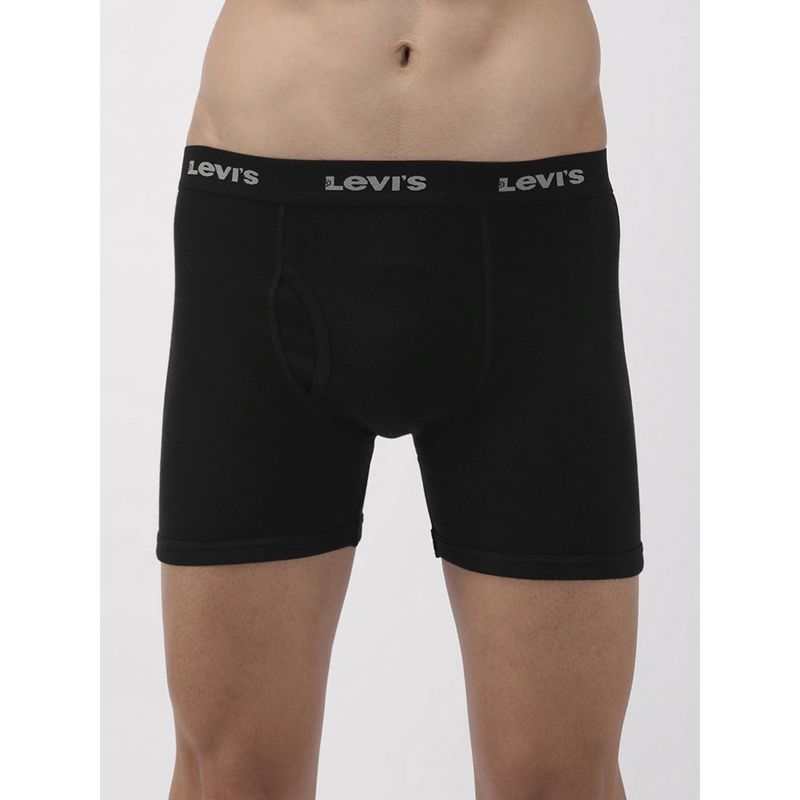 Levi's Men Cotton Solid Classic Boxer Brief With Open Fly Black (XL)