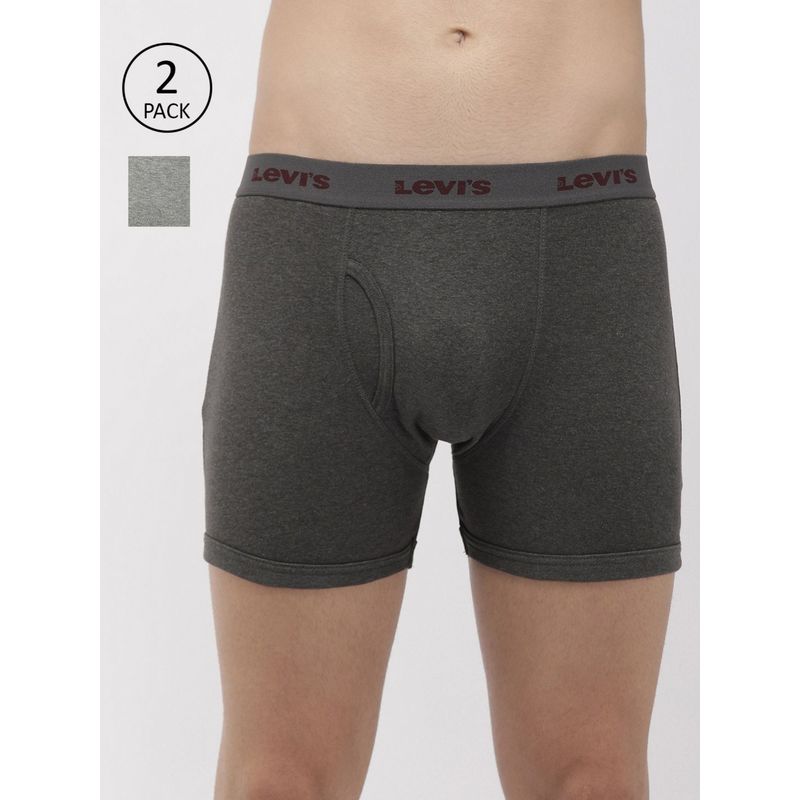 Levi's Men Cotton Solid Classic Boxer Brief With Open Fly (Pack Of 2) Multi-Color (M)