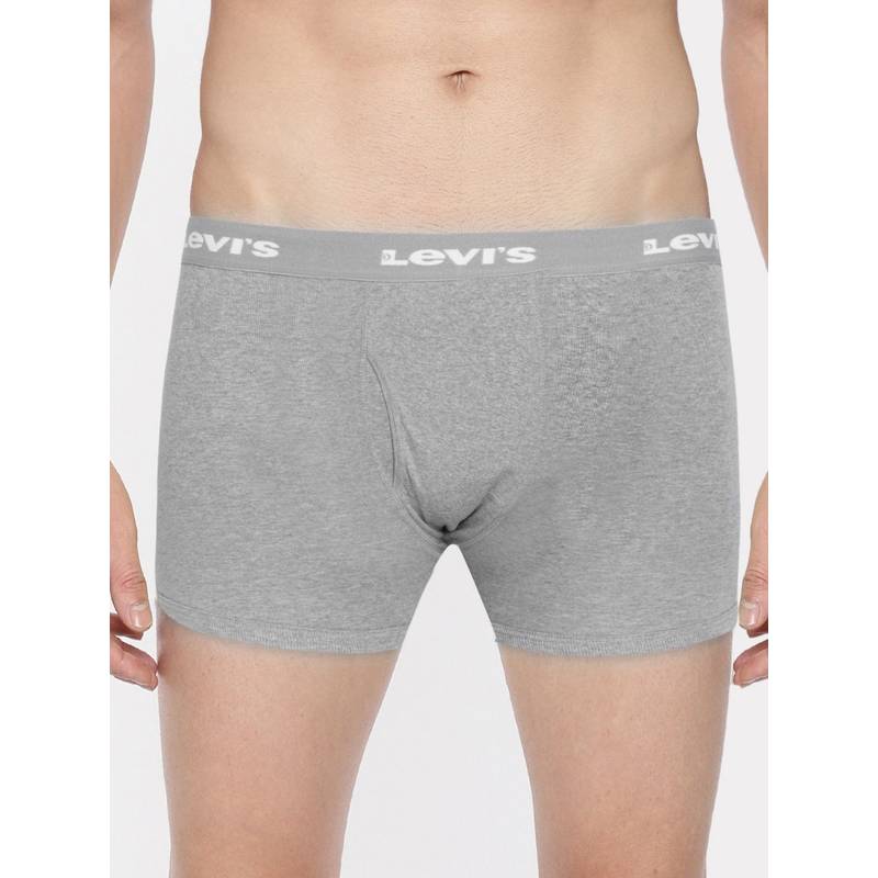 Levi's Men Cotton Solid Classic Boxer Brief With Open Fly Grey (L)