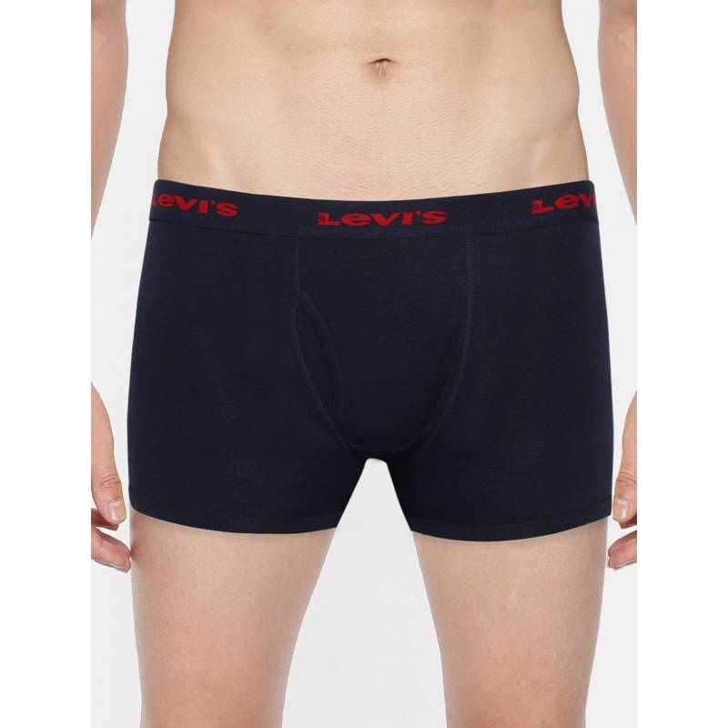 Levi's Men Cotton Solid Classic Boxer Brief With Open Fly Blue (L)