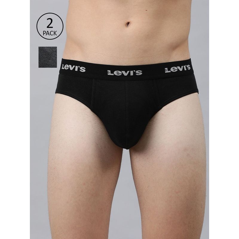 Levi's Men Cotton Solid Classic Briefs Snug Fit (Pack Of 2) Multi-Color (M)