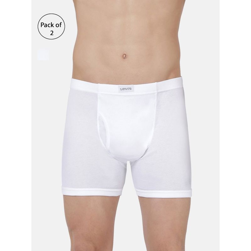 Levi's Men Cotton Solid Long Boxer Brief With Inner Elastic & Fly Open (Pack Of 2) Multi-Color (S)