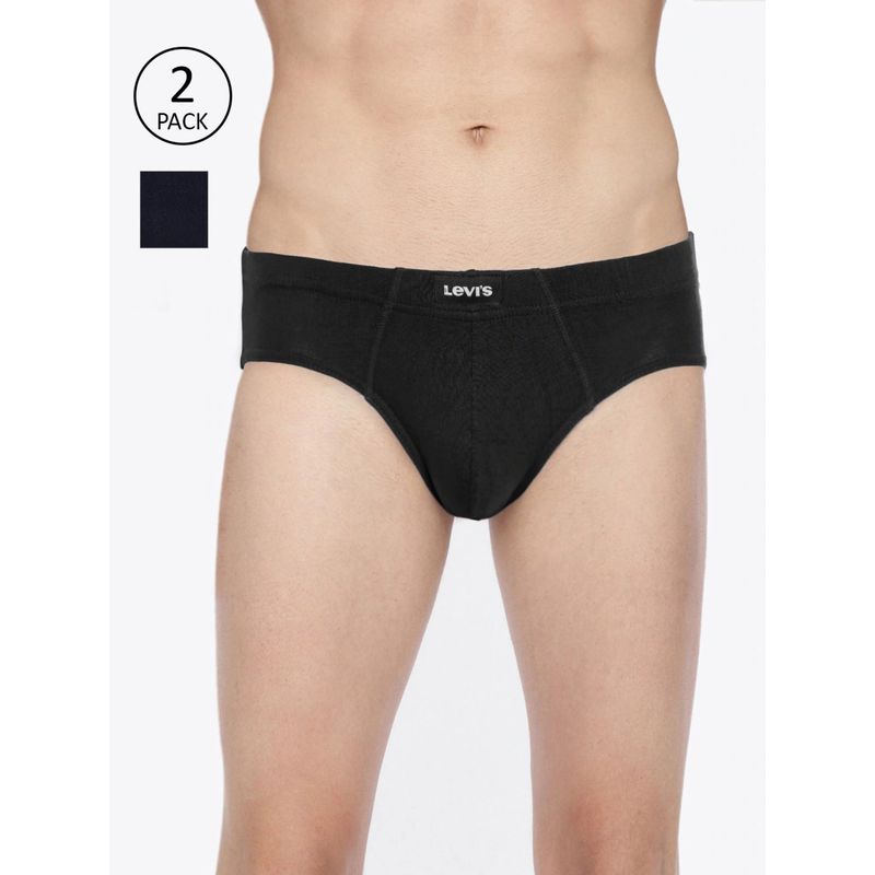 Levi's Men Cotton 100 Ca Snug Fit Innerelastic Solid Comfort Brief (Pack Of 2) Multi-Color (S)