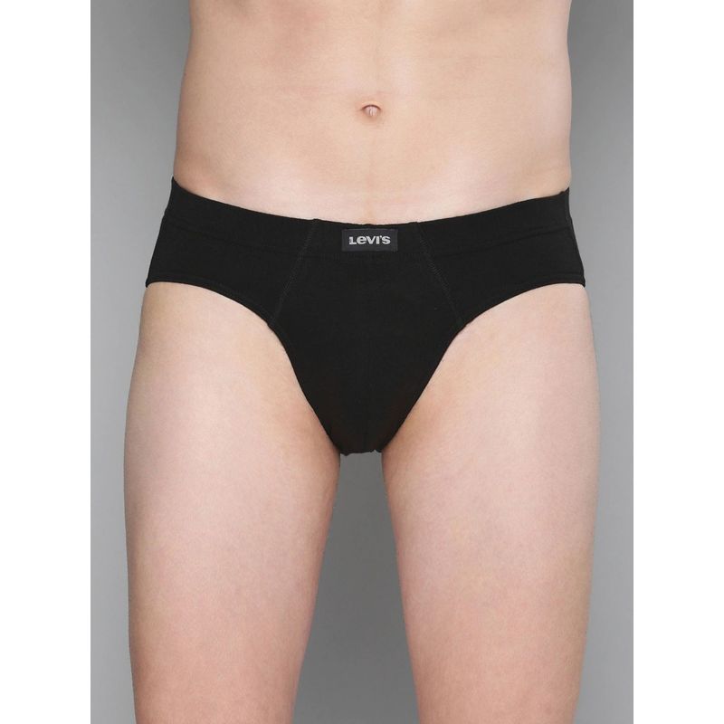 Levi's Men Cotton 100 Ca Snug Fit Innerelastic Solid Comfort Brief Black (M)