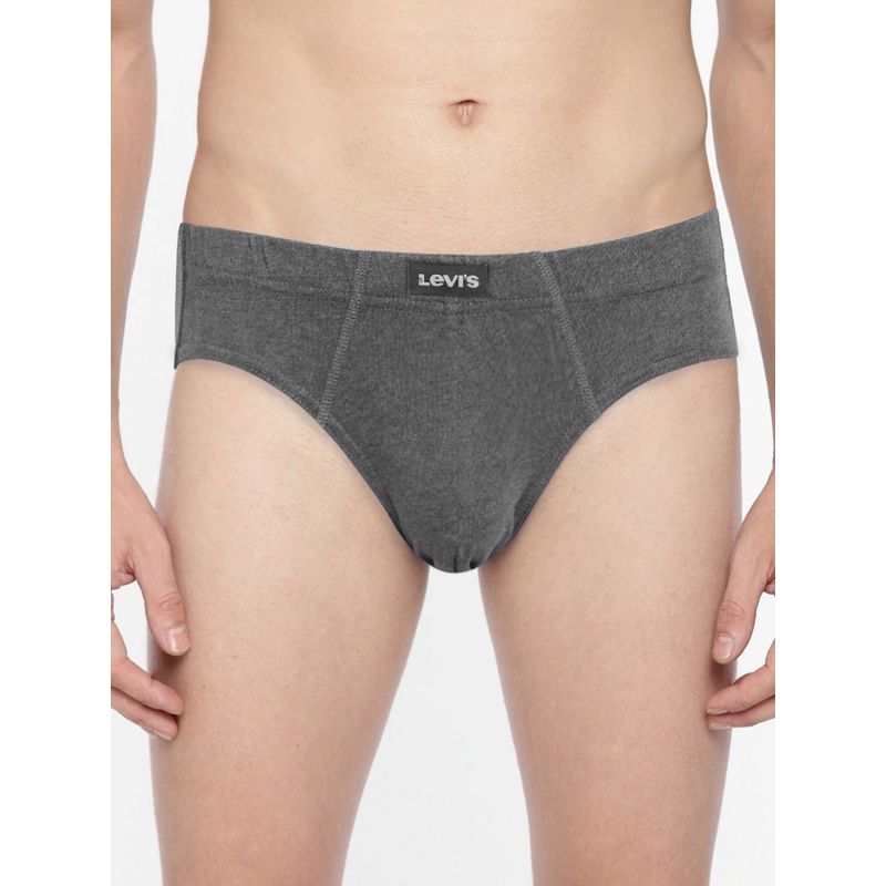 Levi's Men Cotton 100 Ca Snug Fit Innerelastic Solid Comfort Brief Grey (M)