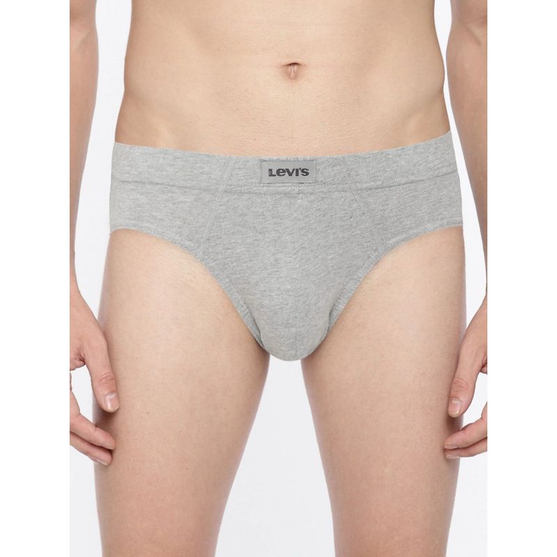 Levi's Men Cotton 100 Ca Snug Fit Innerelastic Solid Comfort Brief Grey (L)