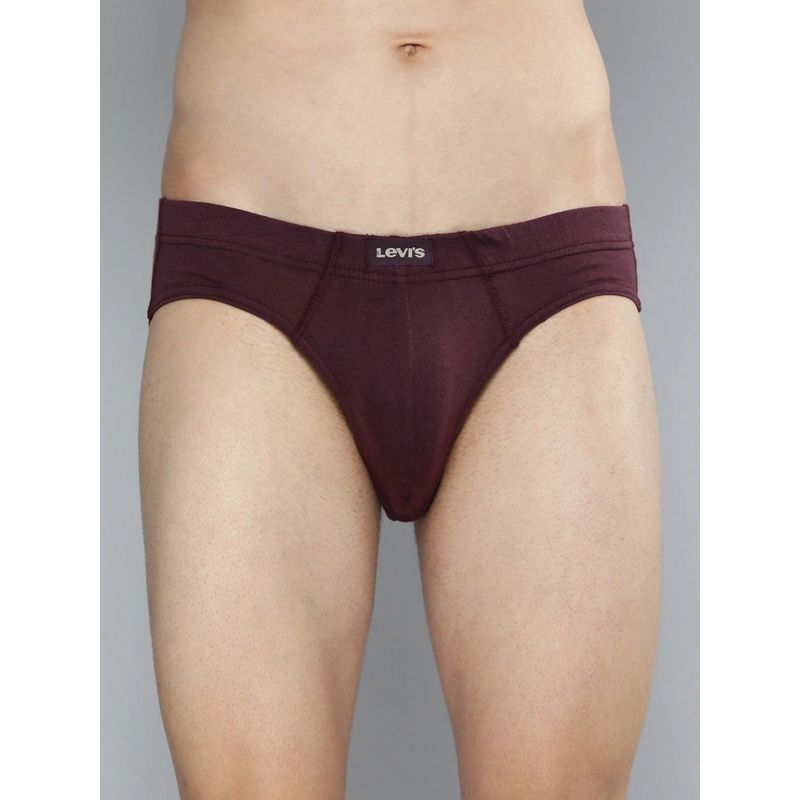 Levi's Men Cotton 100 Ca Snug Fit Innerelastic Solid Comfort Brief Maroon (L)