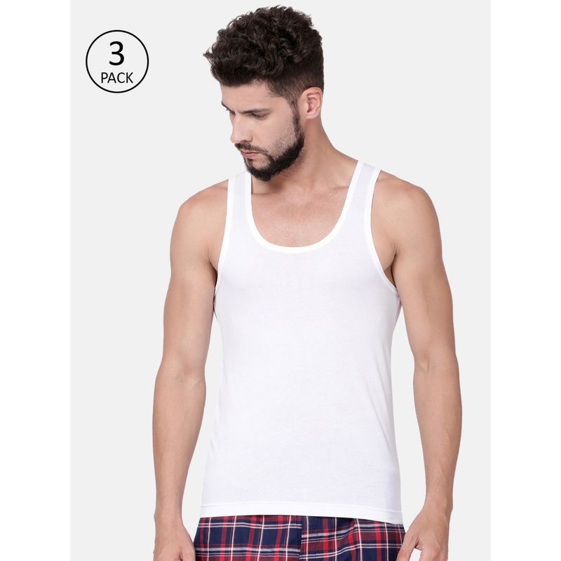 Levi's Men Cotton 100 Ca Classic Solid White Vest- Modern Fit (Pack Of 3) Multi-Color (S)