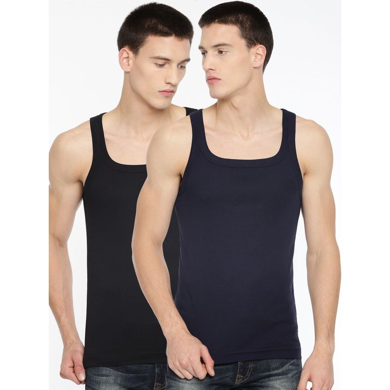 Levi's Men Cotton 100 Ca Solid Sports Rib Vest (Pack Of 2) Multi-Color (M)