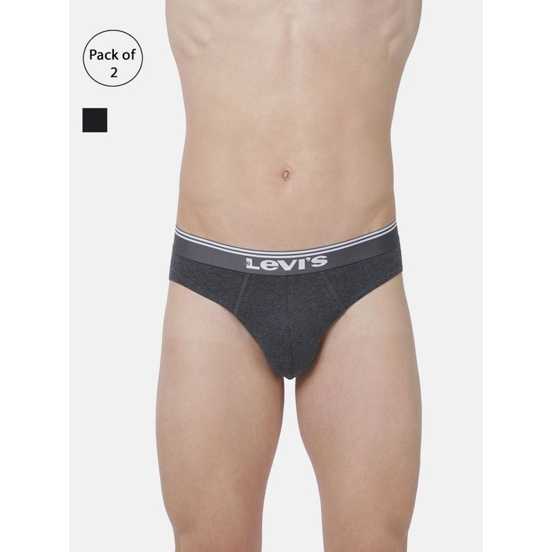 Levi's Men Premium Cotton Stretch 200 Sf Solid Comfort Brief (Pack Of 2) Multi-Color (L)