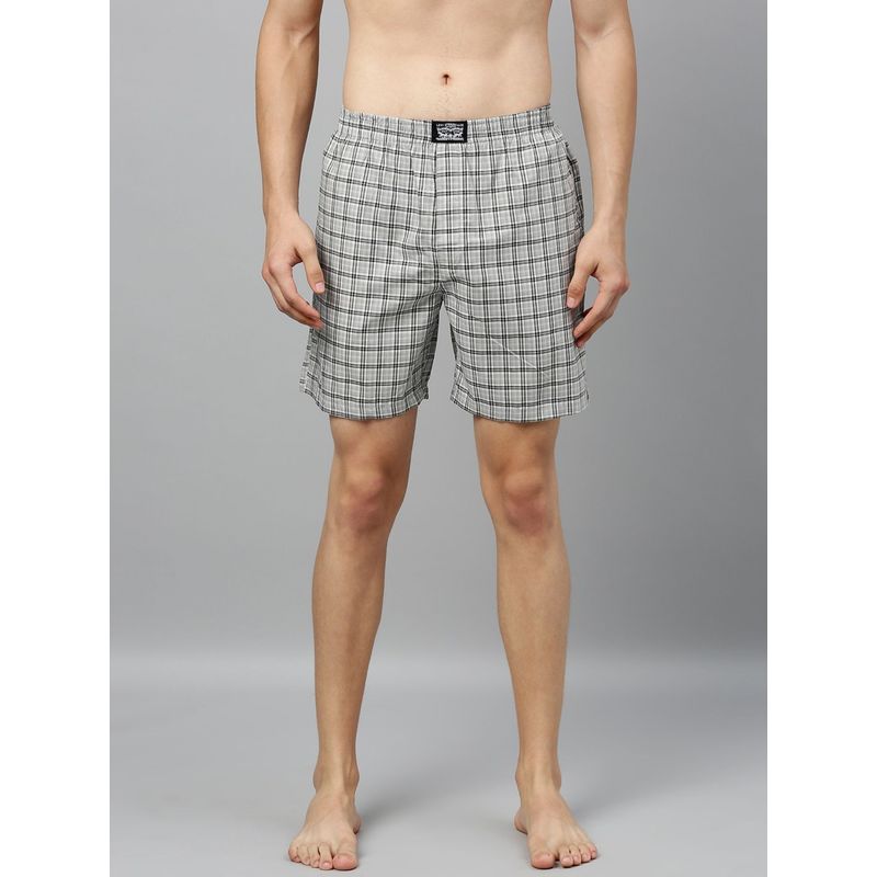 Levi's Men Regular Fit Checkered Boxer Shorts Grey (XL)