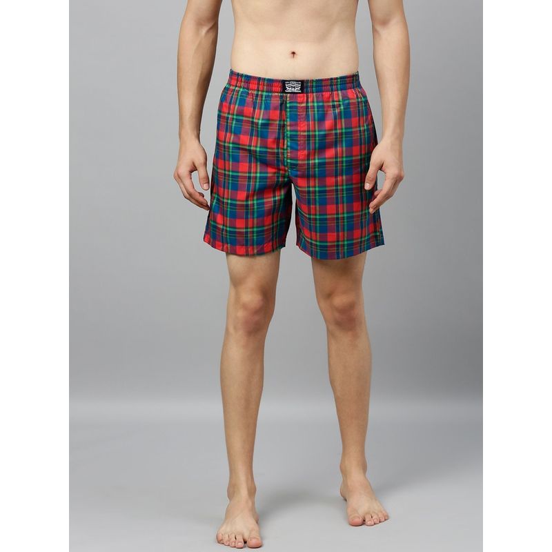Levi's Men Regular Fit Checkered Boxer Shorts Red (S)